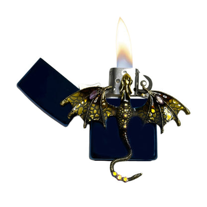 Blue Chrome - Yellow Dragon Lighter - Regular Flame