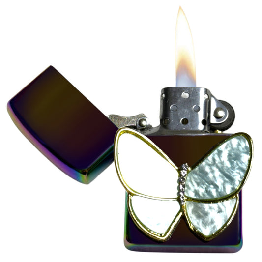 Midnight Chrome - Pearl Butterfly Lighter - Regular Flame