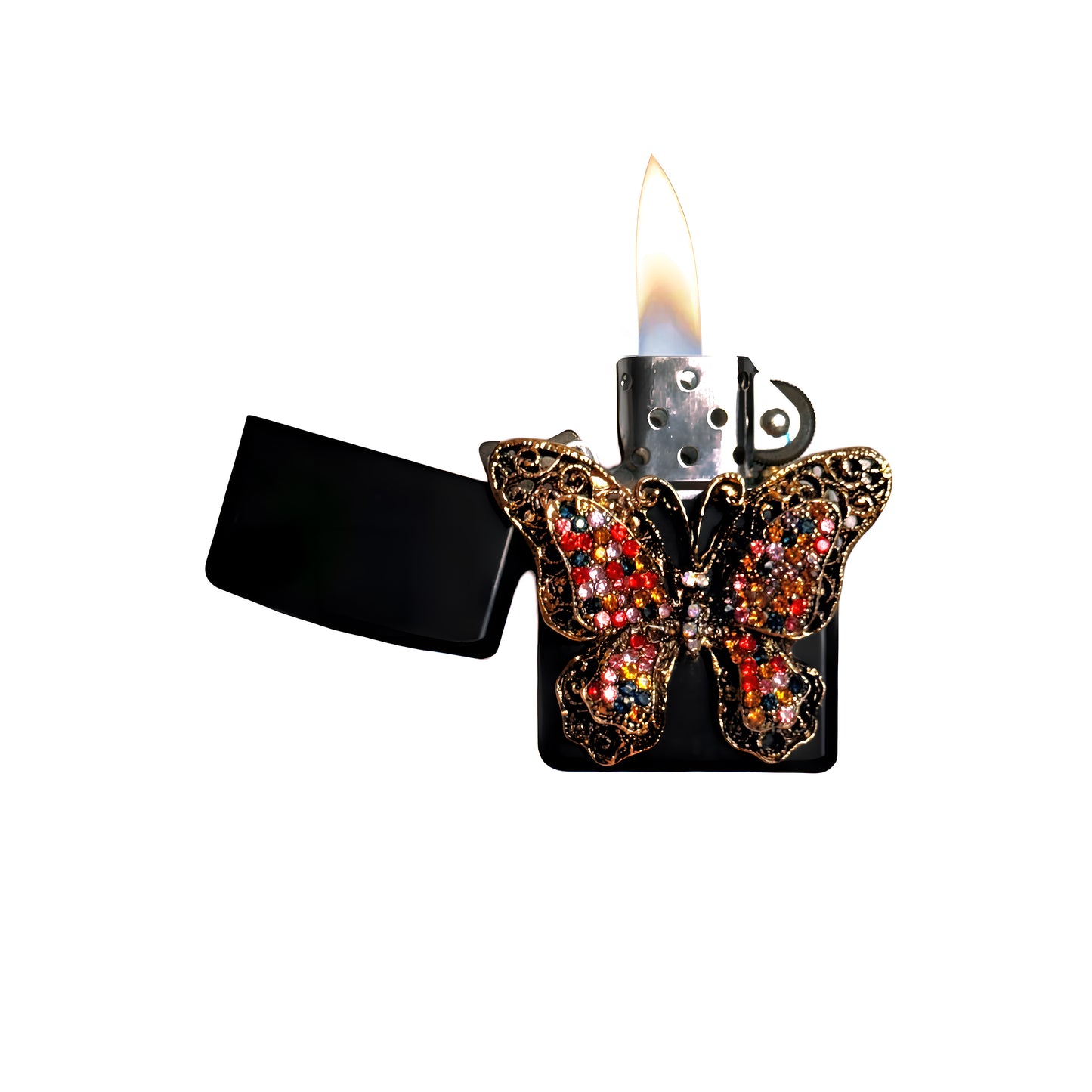 Black - Elegant Gothic Butterfly Lighter - Regular Flame