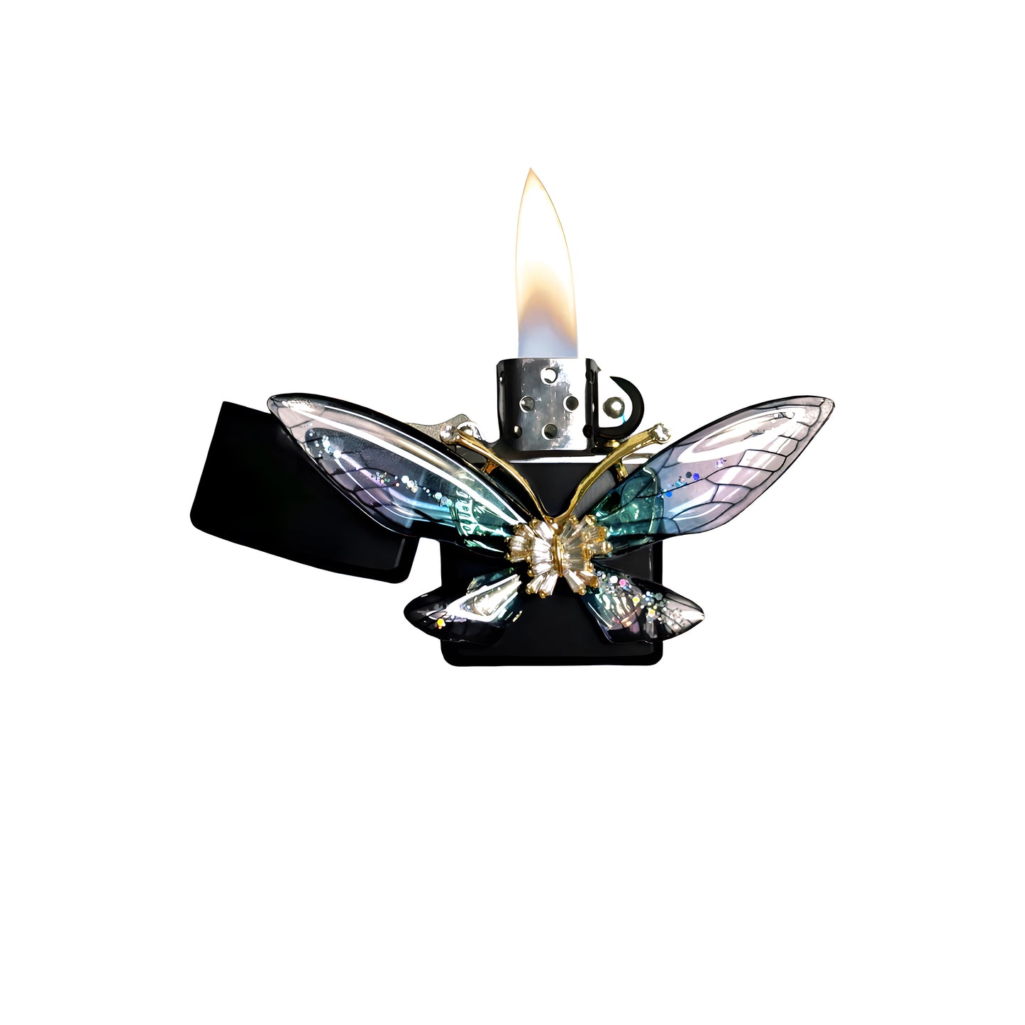 Black -  Enchanted Butterfly Lighter - Regular Flame