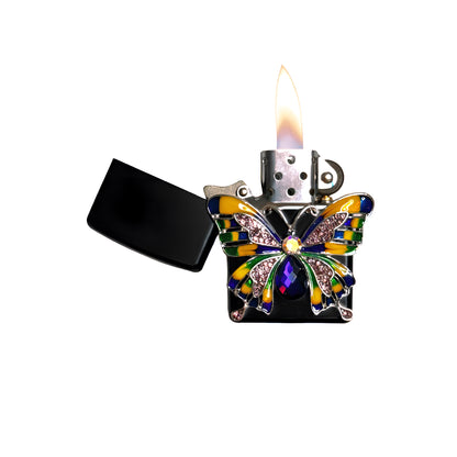 Black - Iridescent Butterfly Lighter - Regular Flame