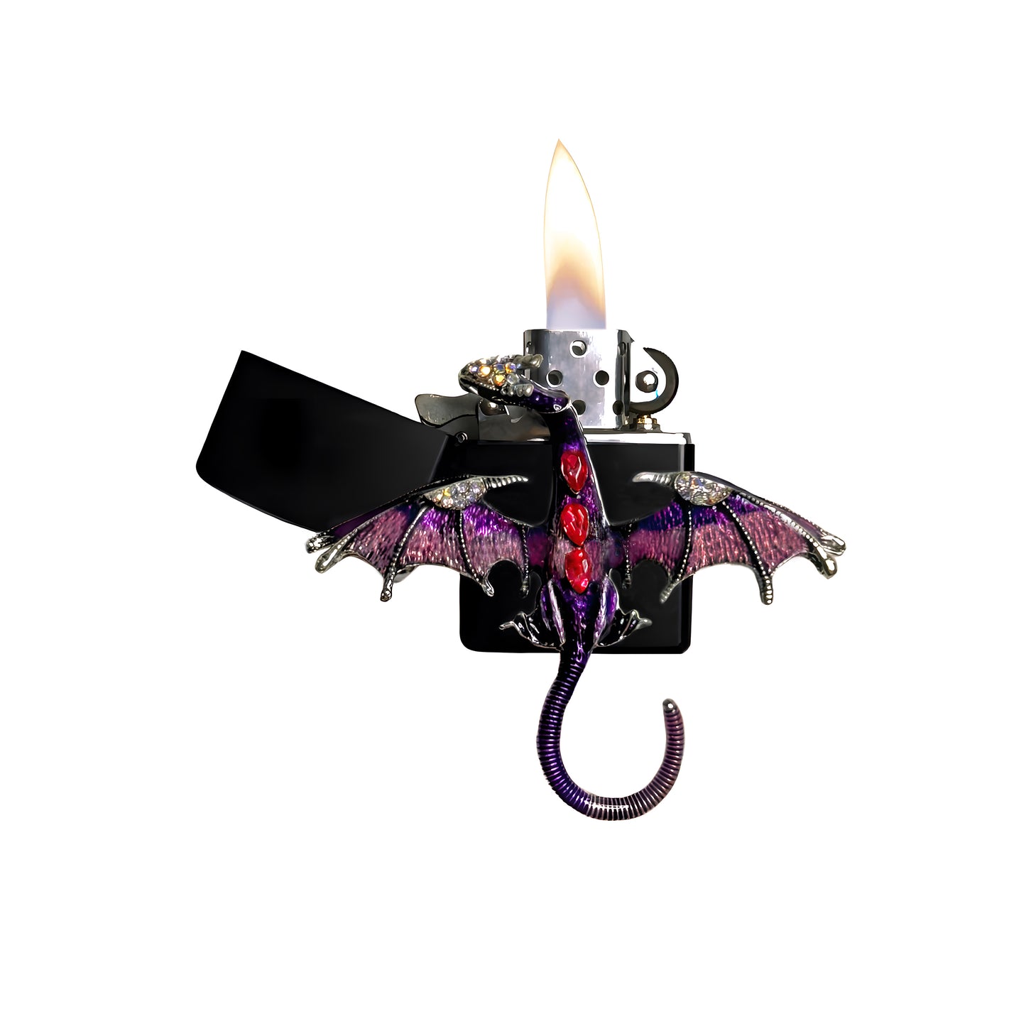 Black - Mystic Purple Dragon Lighter - Regular Flame