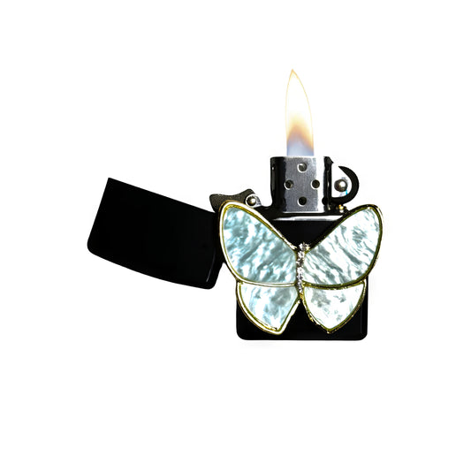 Black - Pearl Butterfly Lighter - Regular Flame