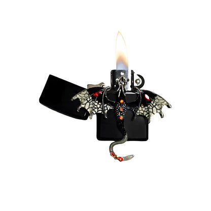 Black - White Dragon Lighter - Regular Flame