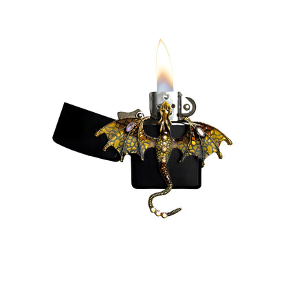 Black - Yellow Dragon Lighter - Regular Flame