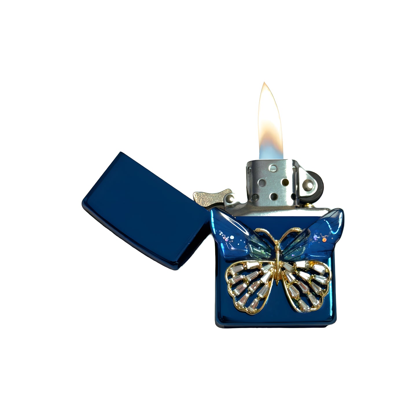 Blue Chrome - Enchanted Butterfly Lighter - Regular Flame