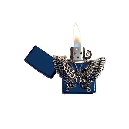 Blue Chrome - Gothic Butterfly Lighter - Regular Flame