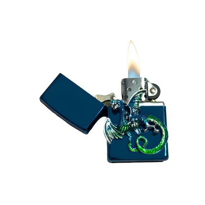 Blue Chrome - Green Dragon Lighter - Regular Flame