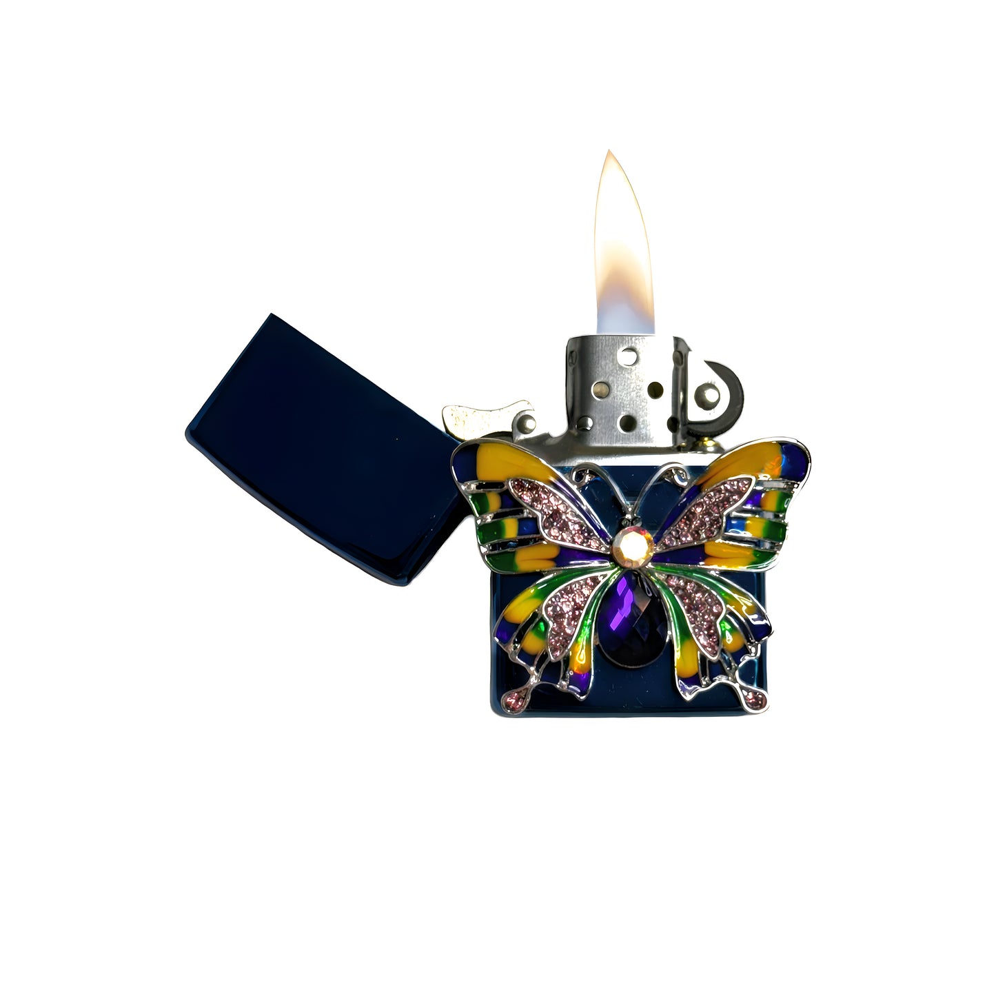 Blue Chrome - Iridescent Butterfly Lighter - Regular Flame