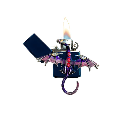 Blue Chrome - Mystic Purple Dragon Lighter - Regular Flame