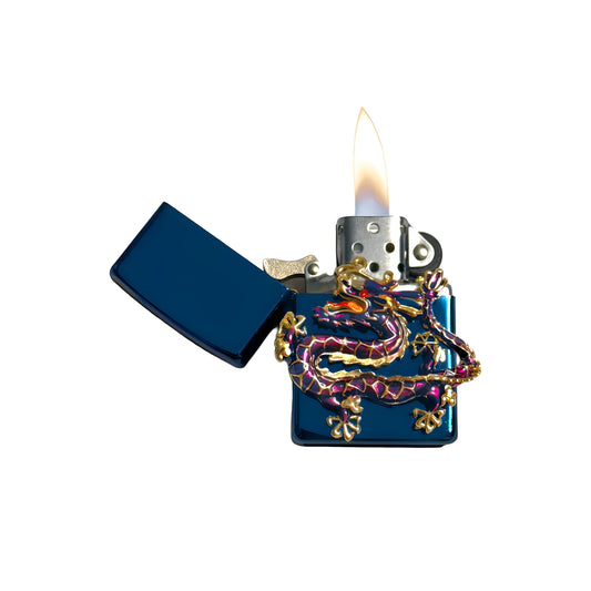 Blue Chrome - Purple Dragon Lighter - Regular Flame