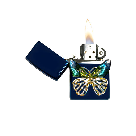 Blue Chrome - Mystic Butterfly Lighter - Regular Flame