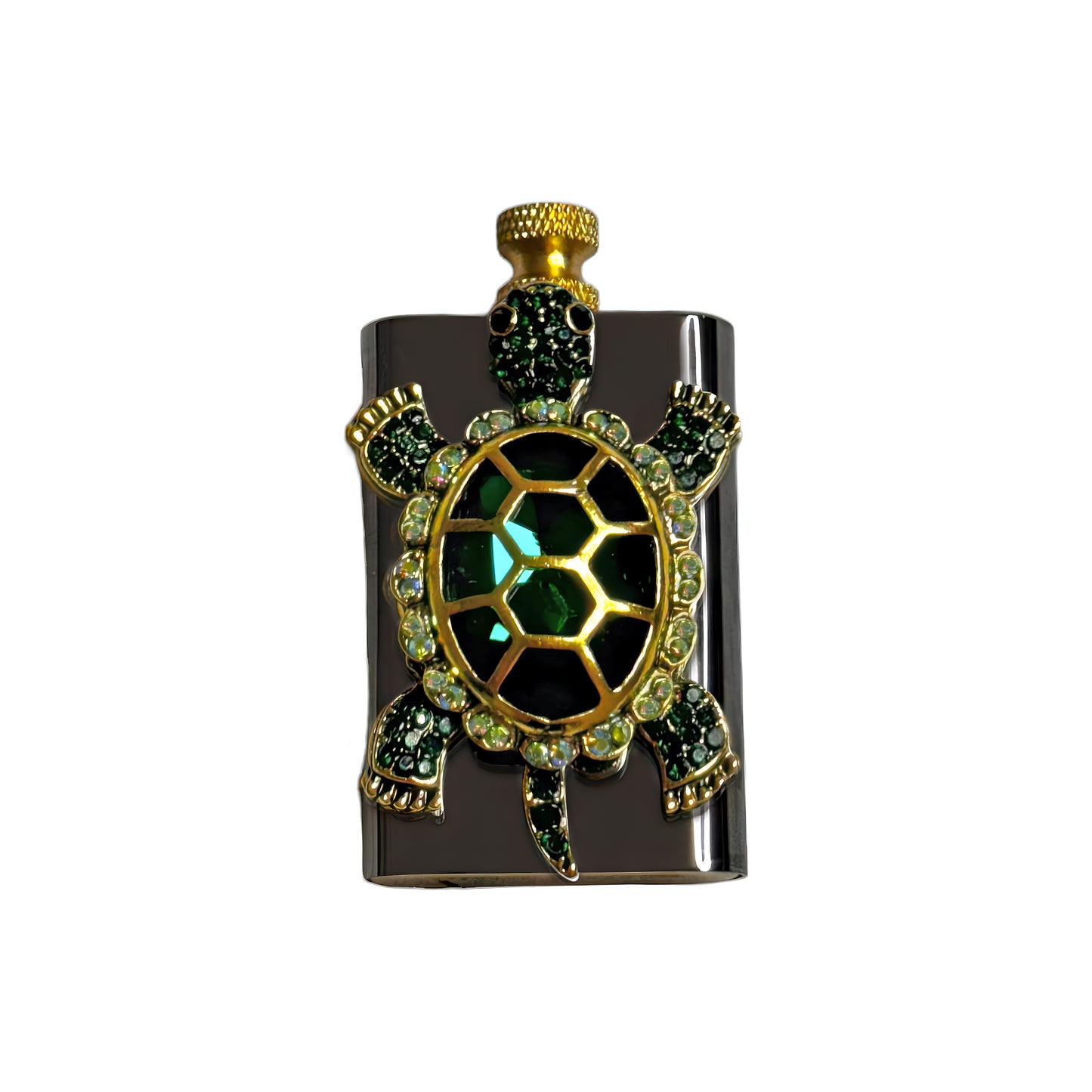 Brass Black - Emerald Turtle Lighter - Regular Flame