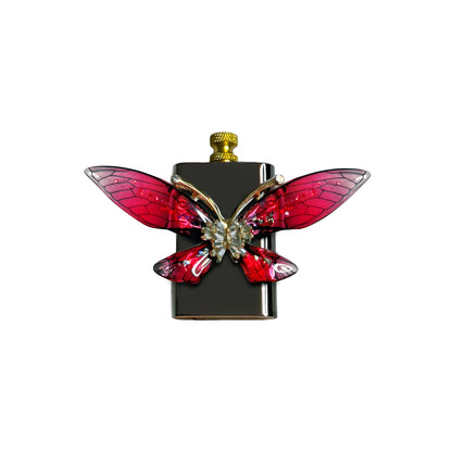 Brass Black - Enchanted Red Butterfly Lighter - Regular Flame