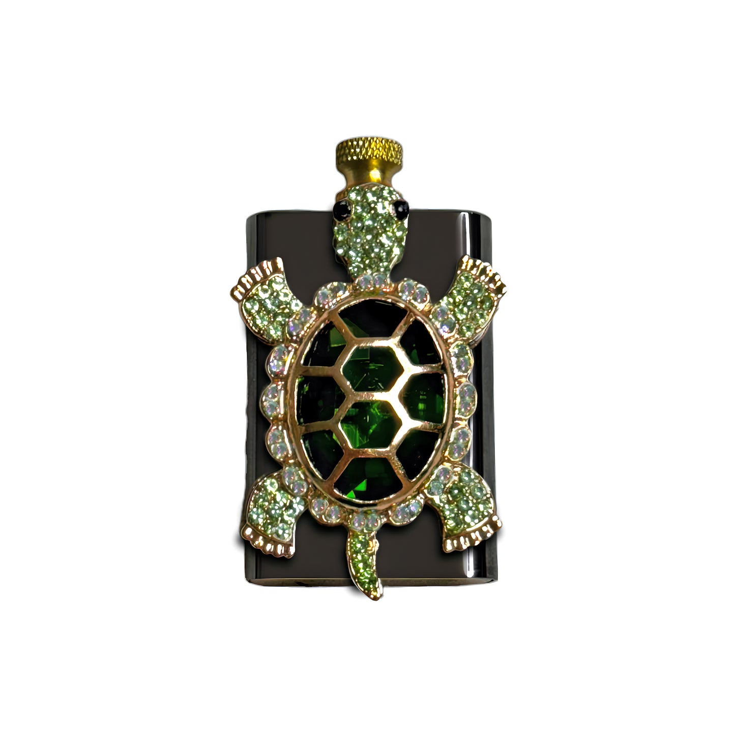 Brass Green Emerald Turtle Lighter - Regular Flame