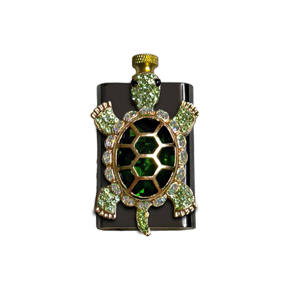 Brass Green Emerald Turtle Lighter - Regular Flame