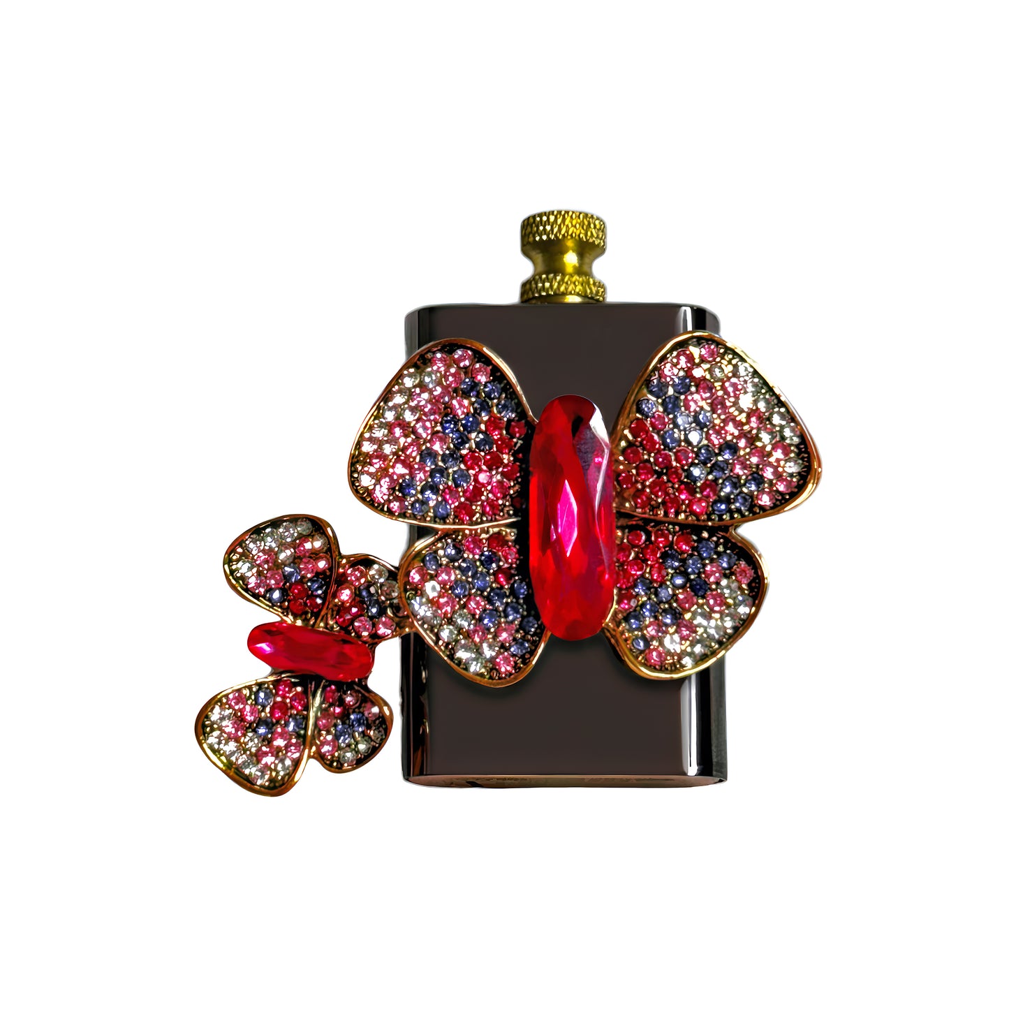 Brass Black - Jeweled Butterfly Lighter - Regular Flame