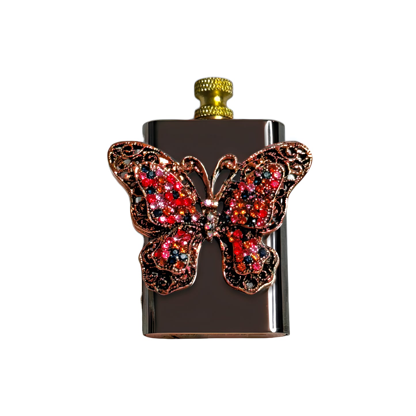 Brass Black - Elegant Jewel Butterfly Lighter - Regular Flame