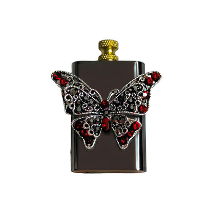 Brass Black - Gothic Red Butterfly Lighter - Regular Flame