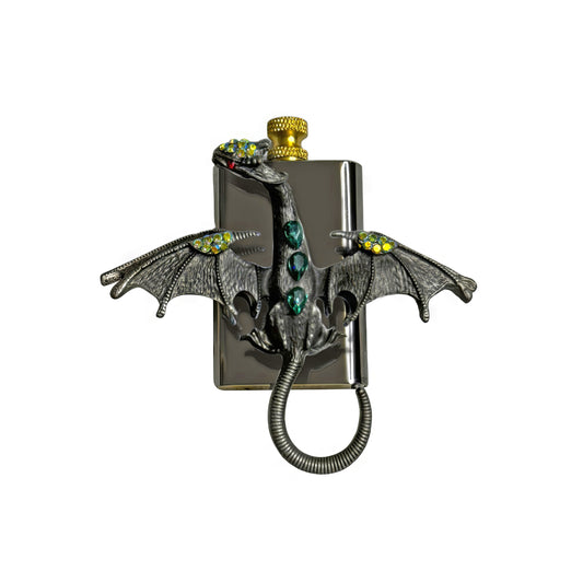 Brass Black - Mystic Gray Dragon Lighter - Regular Flame