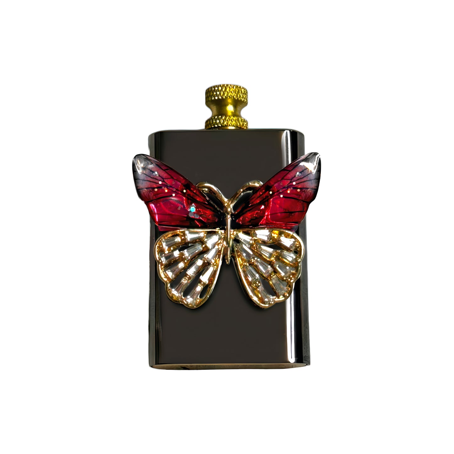 Brass Black- Red Butterfly Lighter - Regular Flame