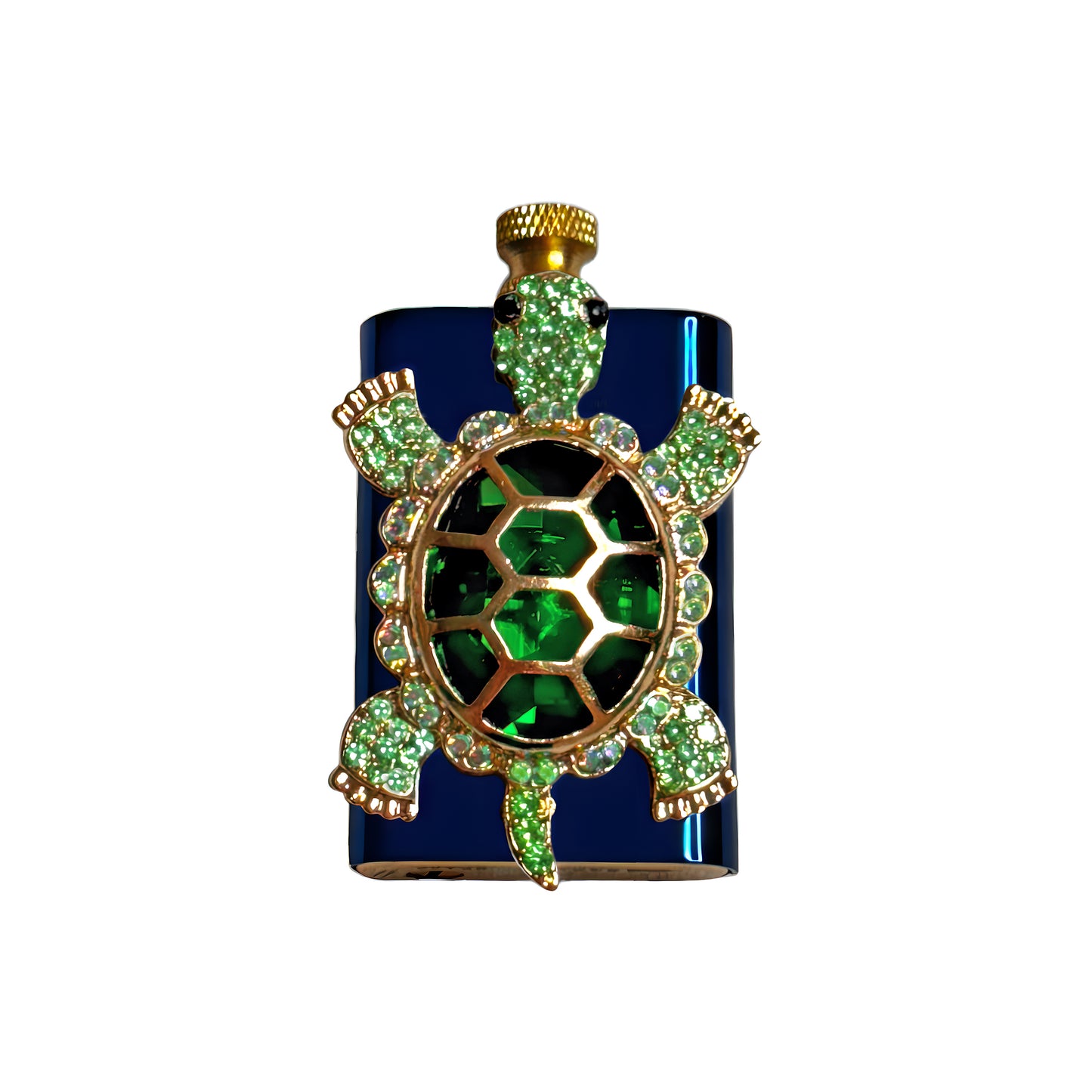 Brass Blue - Elegant Green Turtle Lighter- Regular Flame