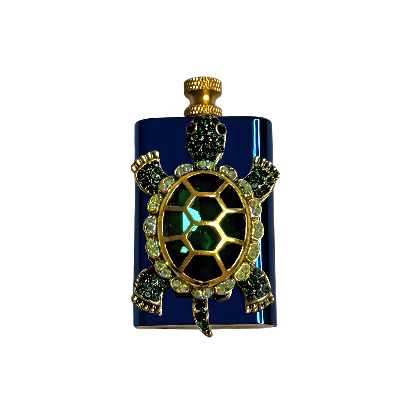 Brass Blue - Emerald Turtle Lighter- Regular Flame