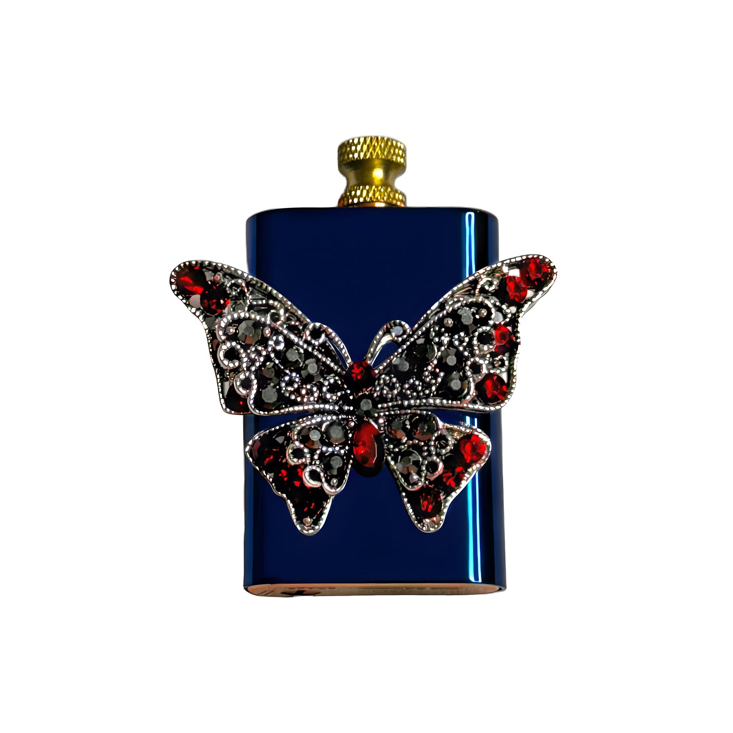 Brass Blue - Gothic Red Butterfly Lighter- Regular Flame