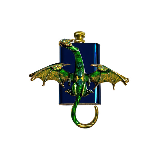 Brass Blue - Mystic Green Dragon Lighter- Regular Flame