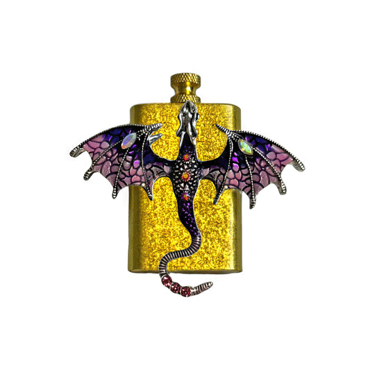 Brass Gold - Enchanted Purple Dragon Lighter- Regular Flame