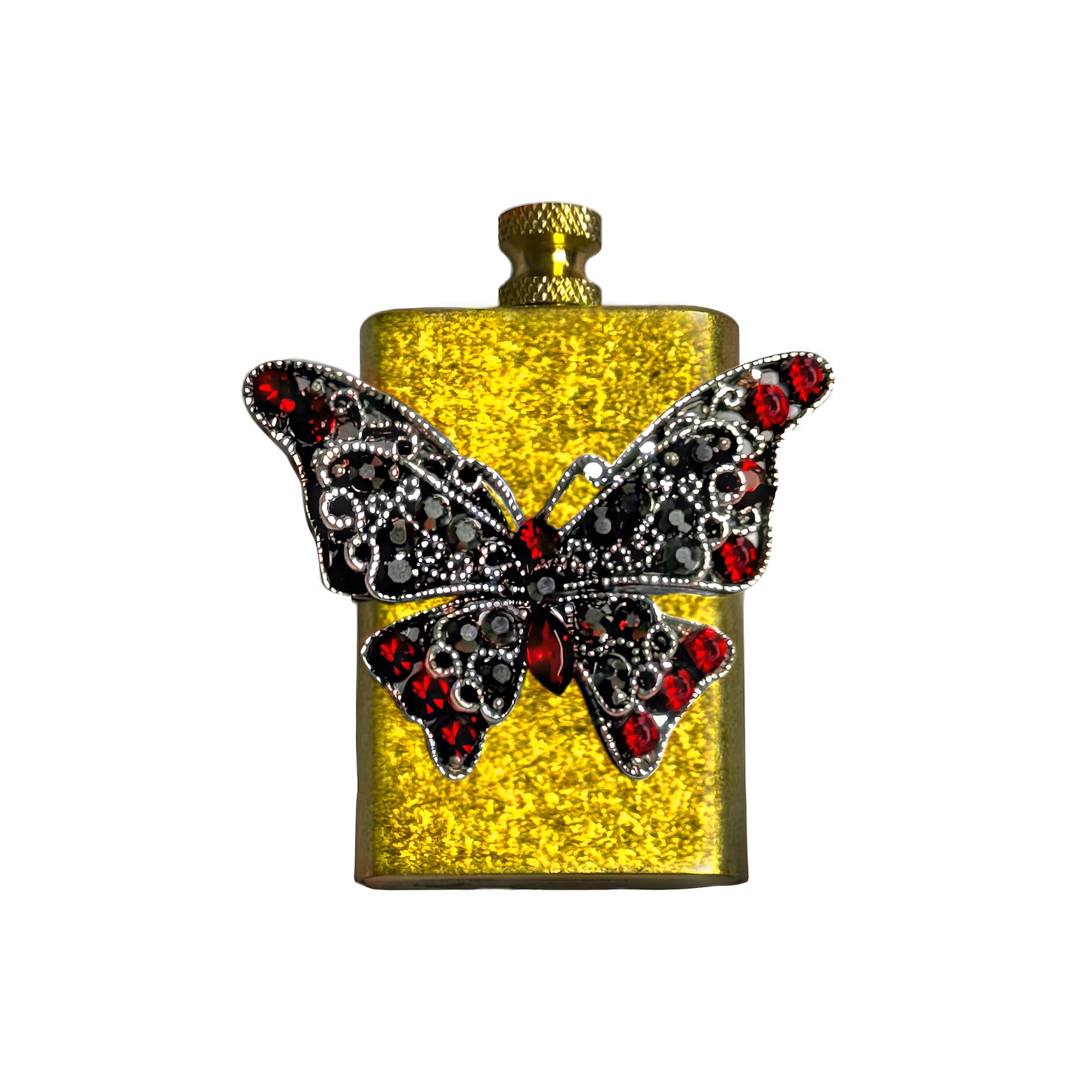 Brass Gold - Gothic Red Butterfly Lighter- Regular Flame