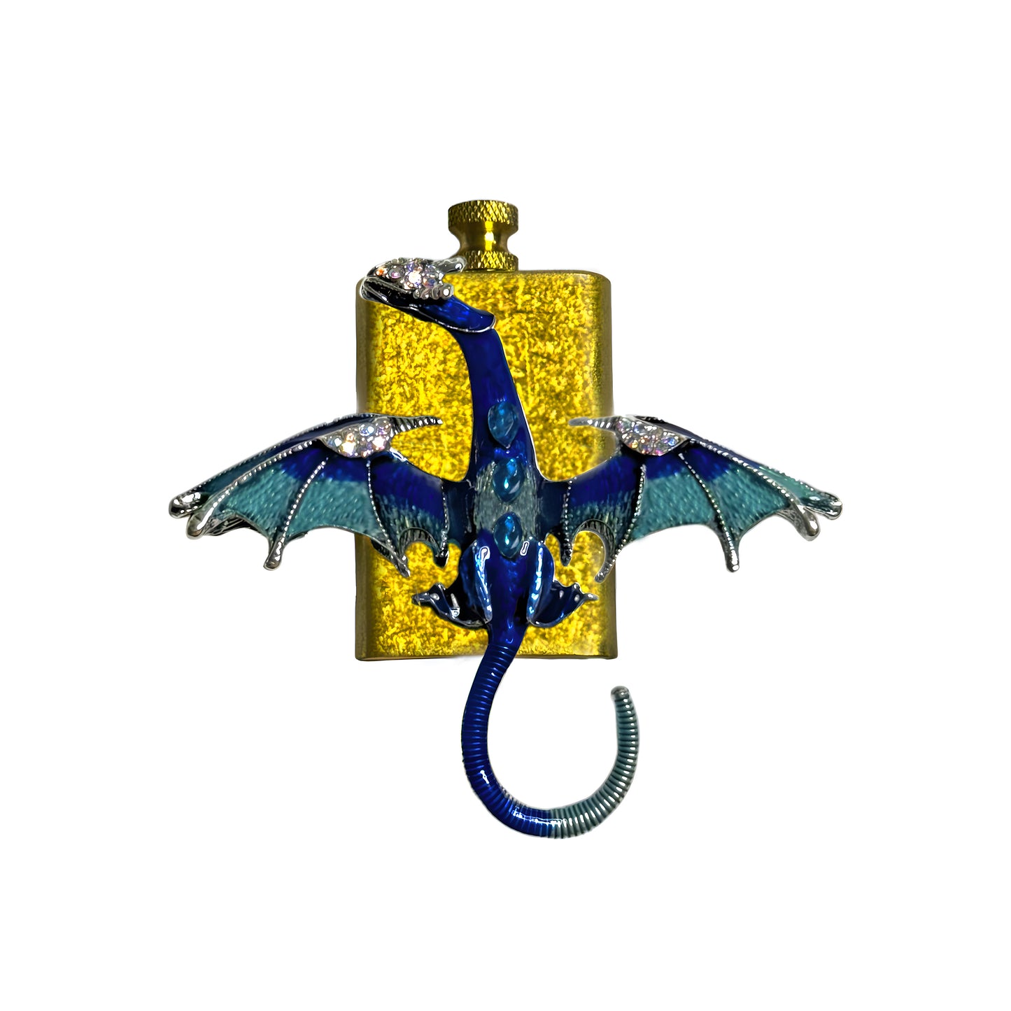 Brass Gold - Mystic Blue Dragon Lighter- Regular Flame