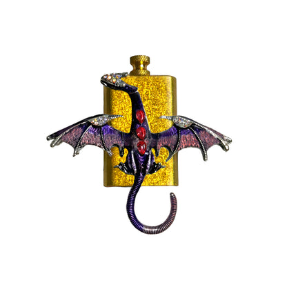 Brass Gold - Mystic Purple Dragon Lighter- Regular Flame