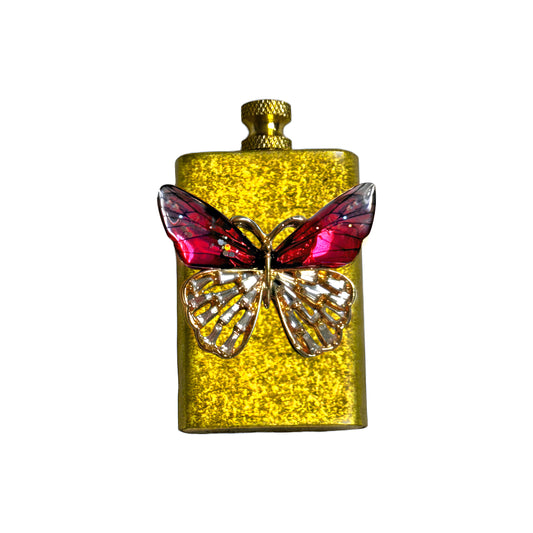 Brass Gold - Mystic Red Butterfly Lighter- Regular Flame