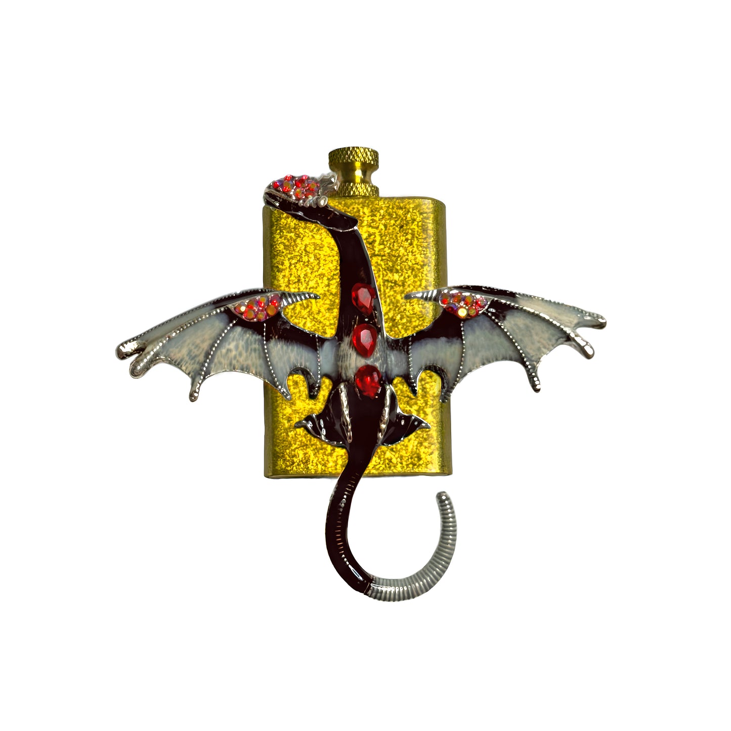 Brass Gold - Mystic White Dragon Lighter- Regular Flame