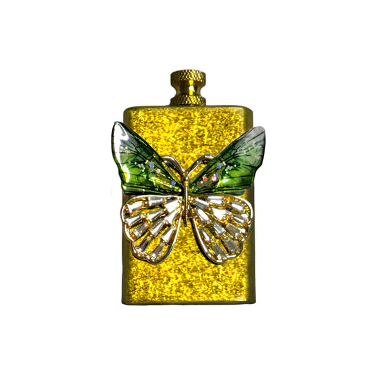 Brass Gold - Mystic Yellow Butterfly Lighter- Regular Flame