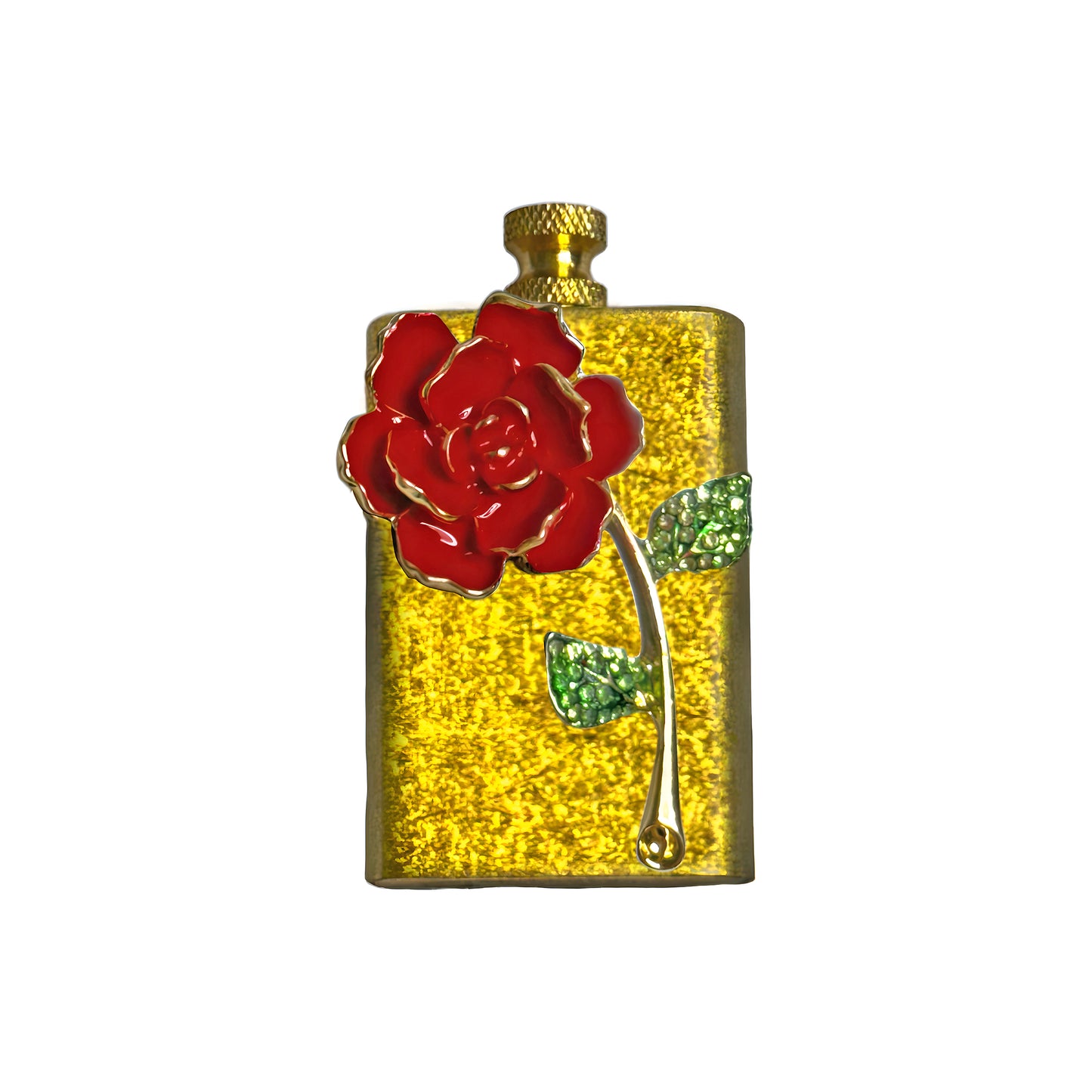 Brass Gold - Red Rose Lighter- Regular Flame