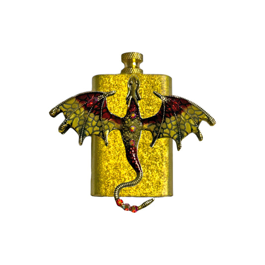 Brass Gold - Yellow Red Dragon Lighter- Regular Flame