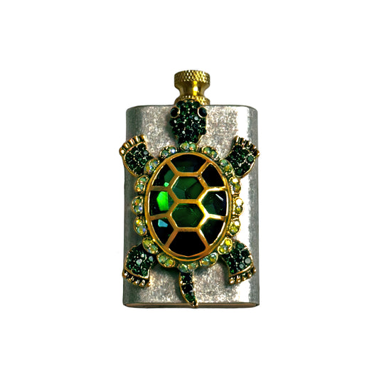 Brass Silver - Elegant Emerald Turtle Lighter - Regular Flame