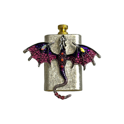 Brass Silver - Enchanted Purple Dragon Lighter - Regular Flame