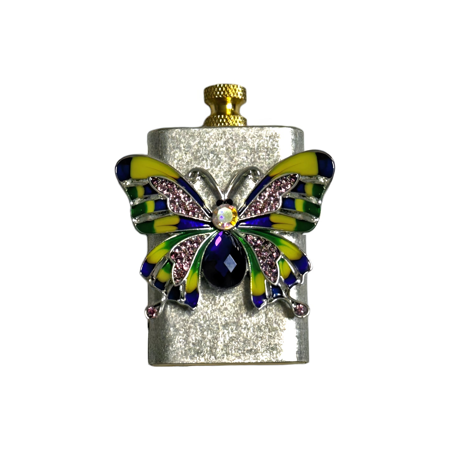 Brass Silver - Iridescent Butterfly Lighter - Regular Flame