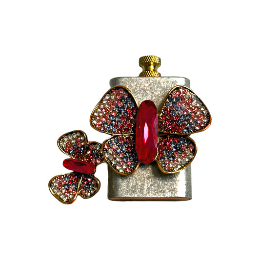 Brass Silver - Jeweled Butterfly Lighter - Regular Flame