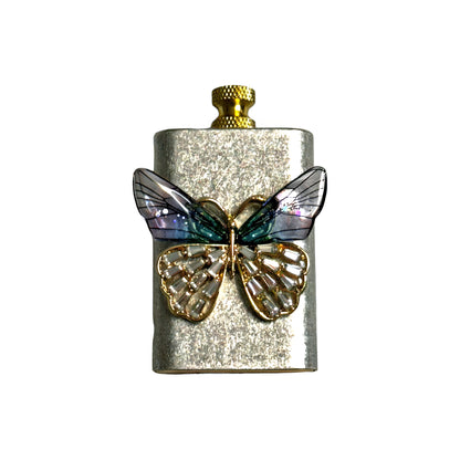 Brass Silver - Mystic Green Butterfly Lighter - Regular Flame