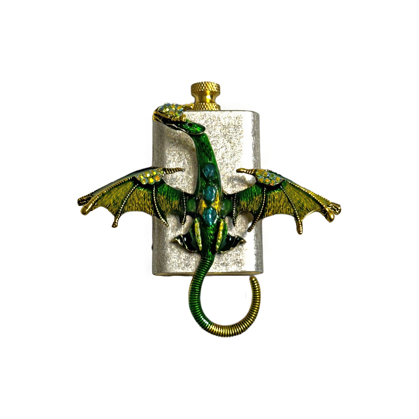 Brass Silver - Mystic Green Dragon Lighter - Regular Flame