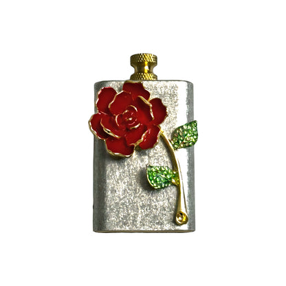 Brass Silver - Red Rose Lighter - Regular Flame