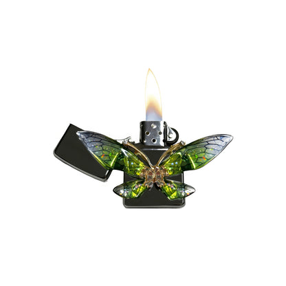 Chrome - Enchanted Green Butterfly Lighter - Regular Flame