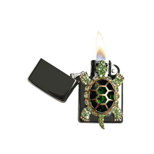 Chrome - Green Turtle Lighter - Regular Flame