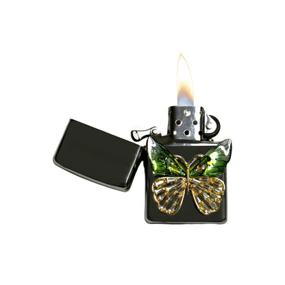 Chrome -  Mystic Green Butterfly Lighter - Regular Flame