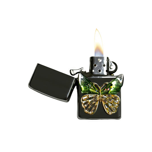 Chrome -  Mystic Green Butterfly Lighter - Regular Flame