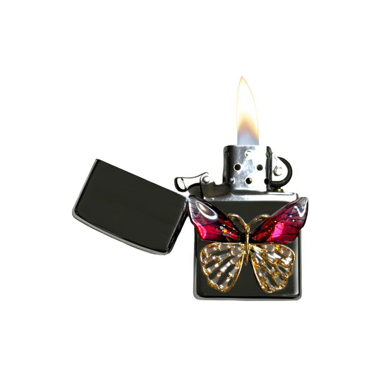 Chrome - Mystic Red Butterfly Lighter - Regular Flame